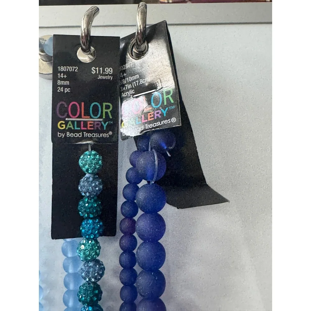 Color Gallery Bead Treasures Blue Teal Rhinestone‎ Frosted Acrylic Bead Strands